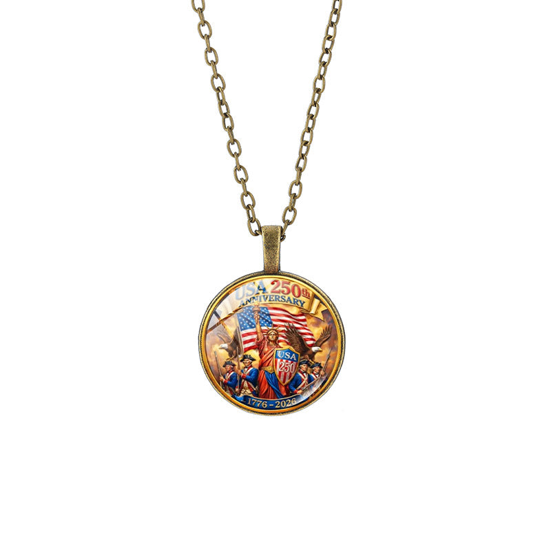 Popular Weekly Commemorative Liberty Bell National Flag Totem Necklaces