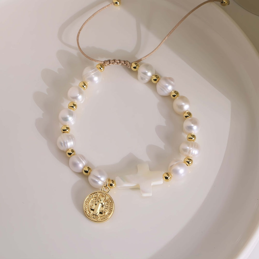 Coin Freshwater Pearl Mysterious Totem Adjustable Bracelets