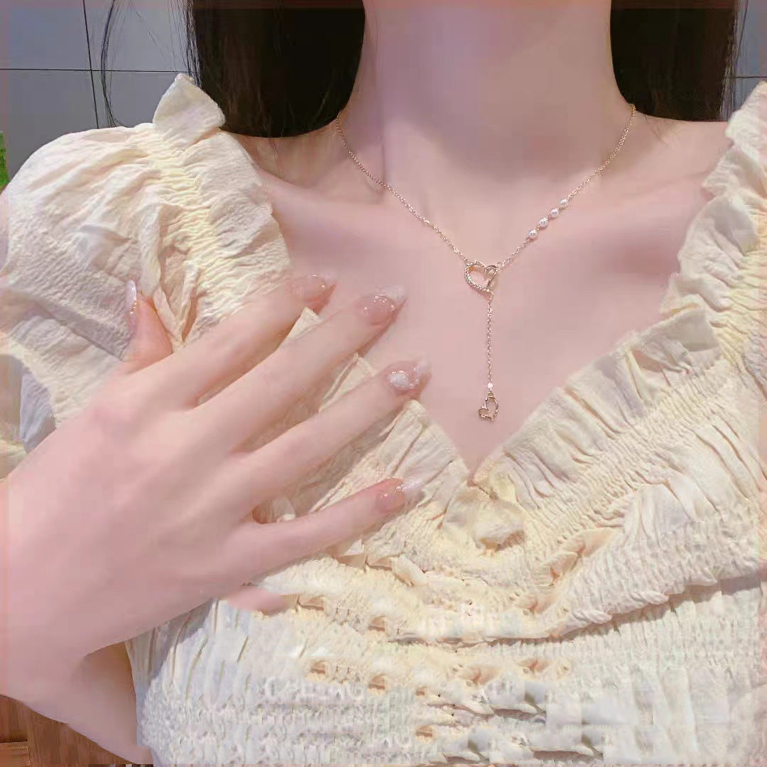 Love High-grade Light Luxury Pearl Stitching Clavicle Chain Pendants