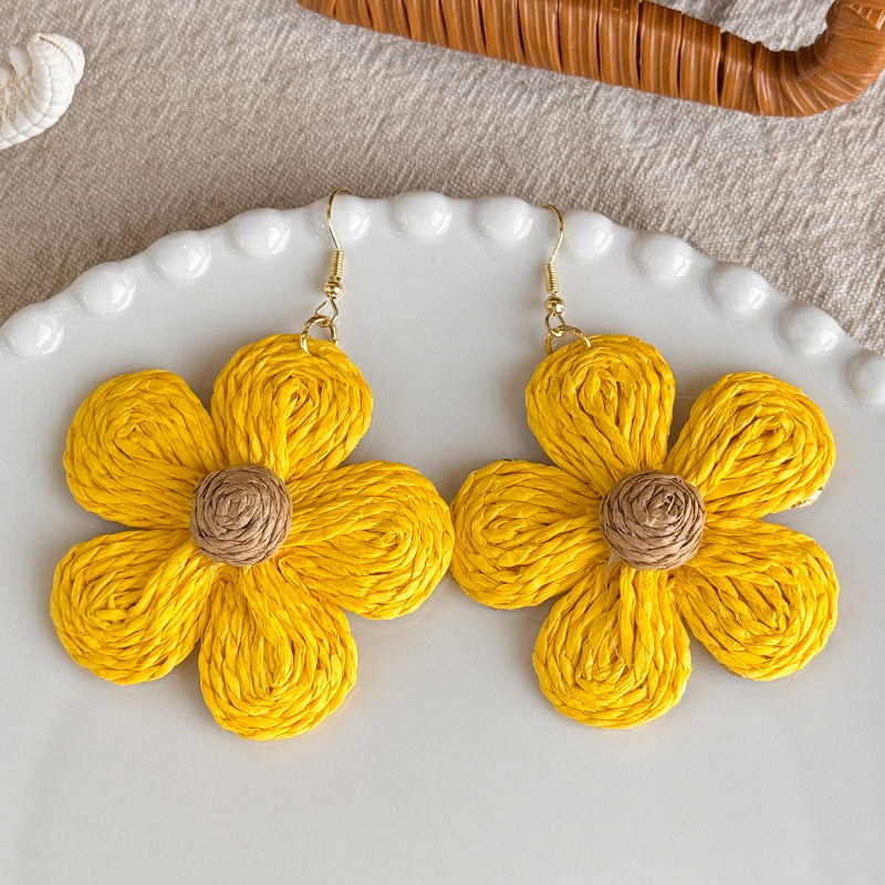 Vacation Style Yellow Series French Retro Graphy Earrings
