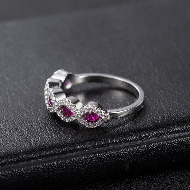 Micro Rhinestone Emerald Female Ruby Full Diamond Hipster Rings
