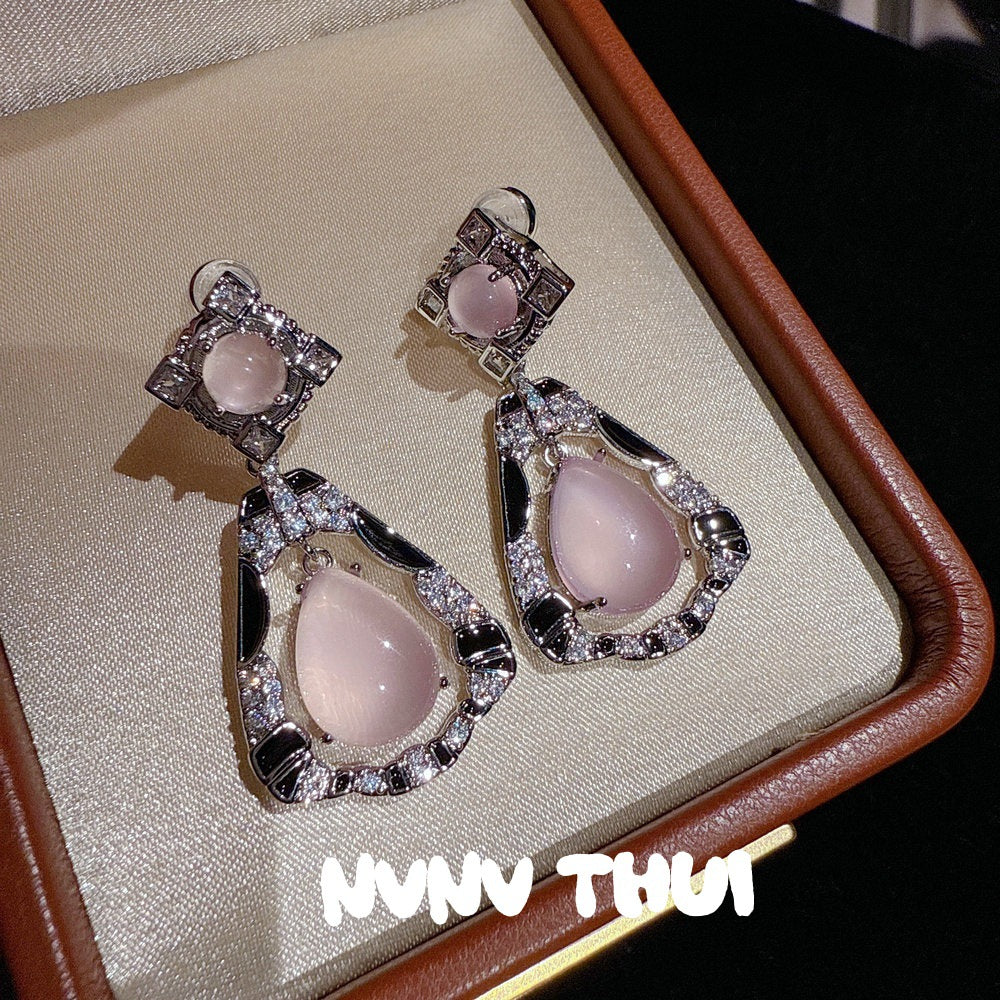 Fragrance Drip Glazed Butterfly Gem Rich Woman Colorful Flowers Rhinestone Earrings