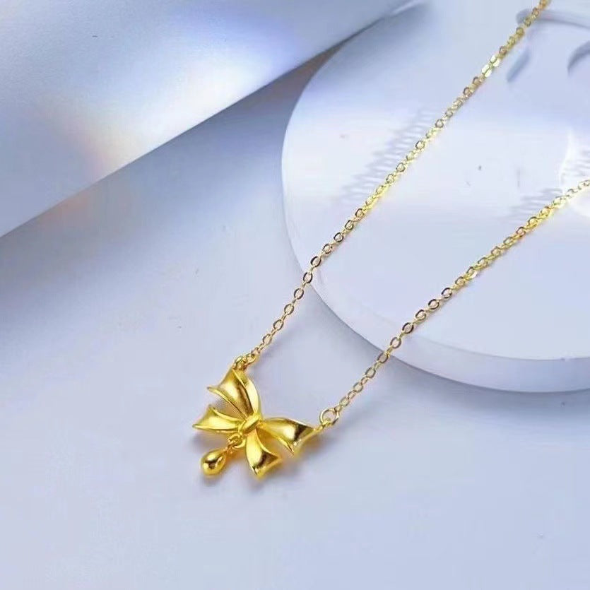 Women's Live Bow Water Drop Simple Style Necklaces