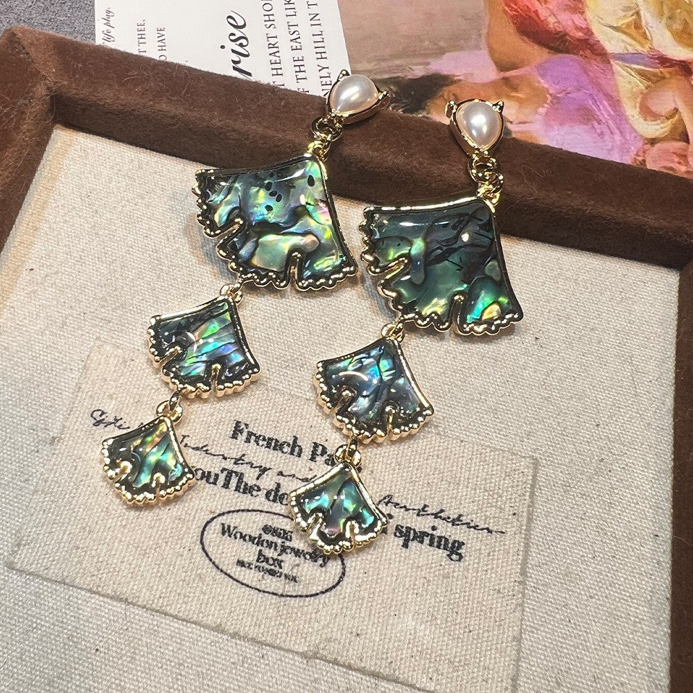Women's Abalone Shell Series Gold Plated Environmental Protection Fashion French High-grade Earrings