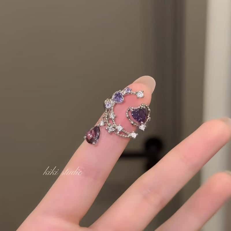 Purple Moon Zircon Water Drops Niche High-grade Ring
