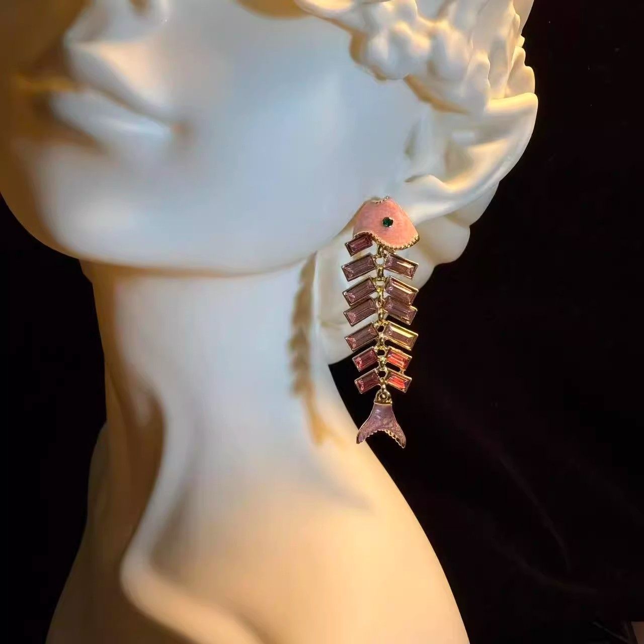 New Blooming Olive Vintage Pink Fishbone Stud Earrings