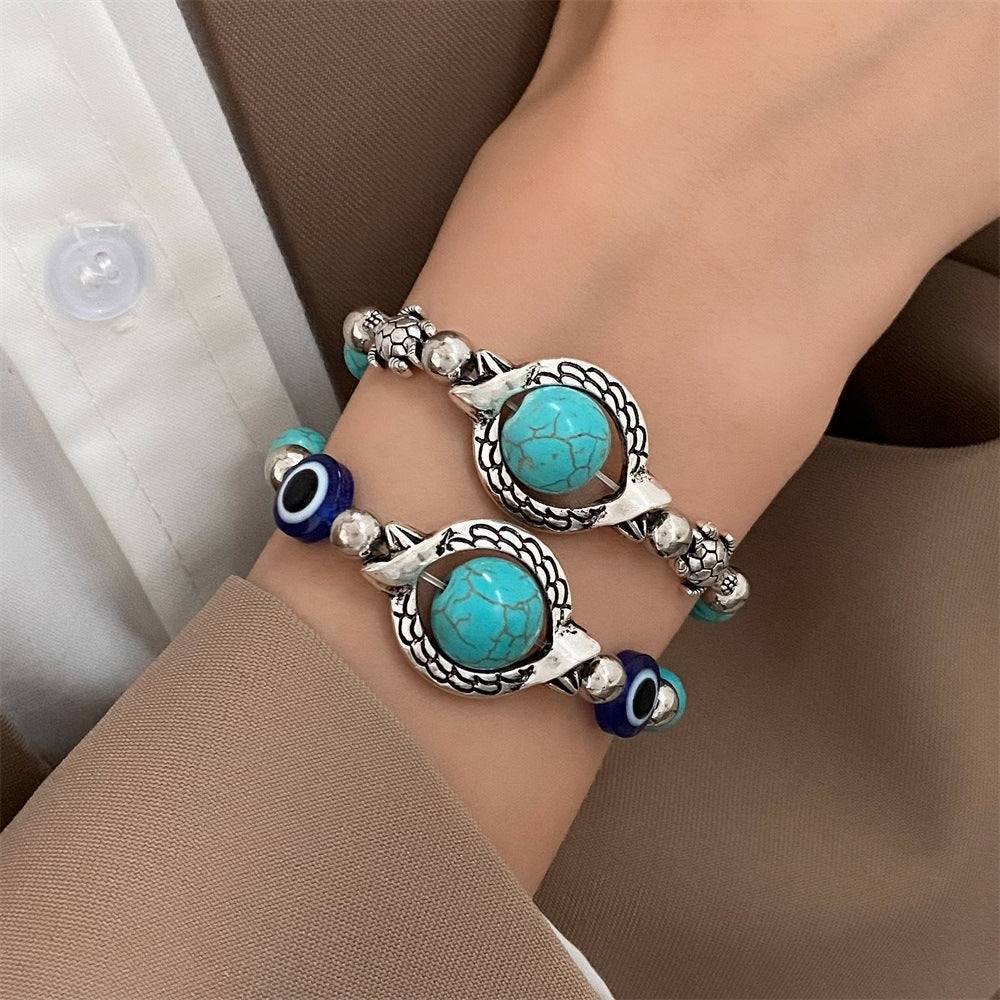 Retro Artistic Turquoise Handmade Ethnic Butterfly Turtle Bracelets