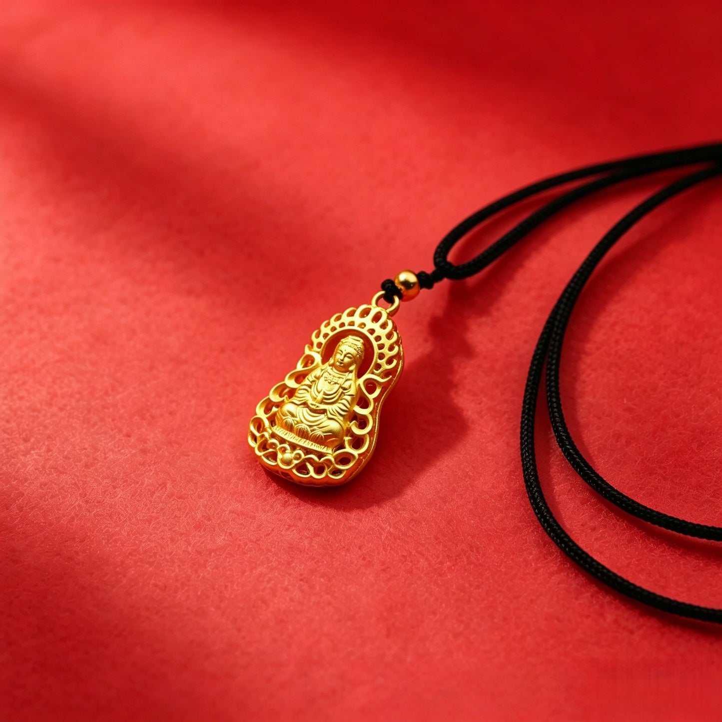 Longevity Lock Safety Hollow Bell Braid Rope Fu Female Golden Necklace