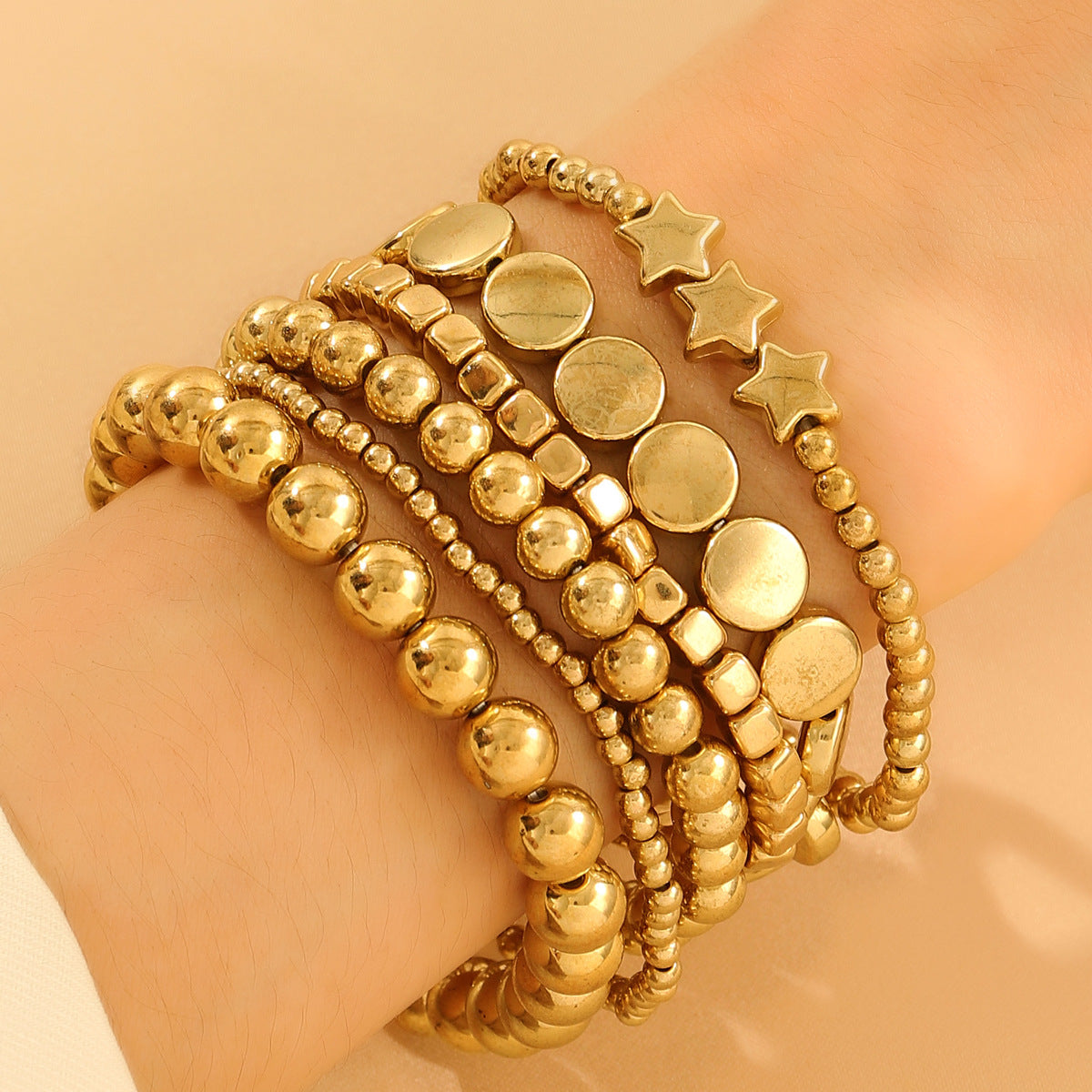 Women's Cool Couple Beach Style Handmade Beaded Stretch Wafer Bracelet