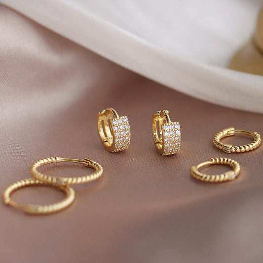 Korean Twist Hoop Simple Elegant Mini Ear Bone Buckle Earrings