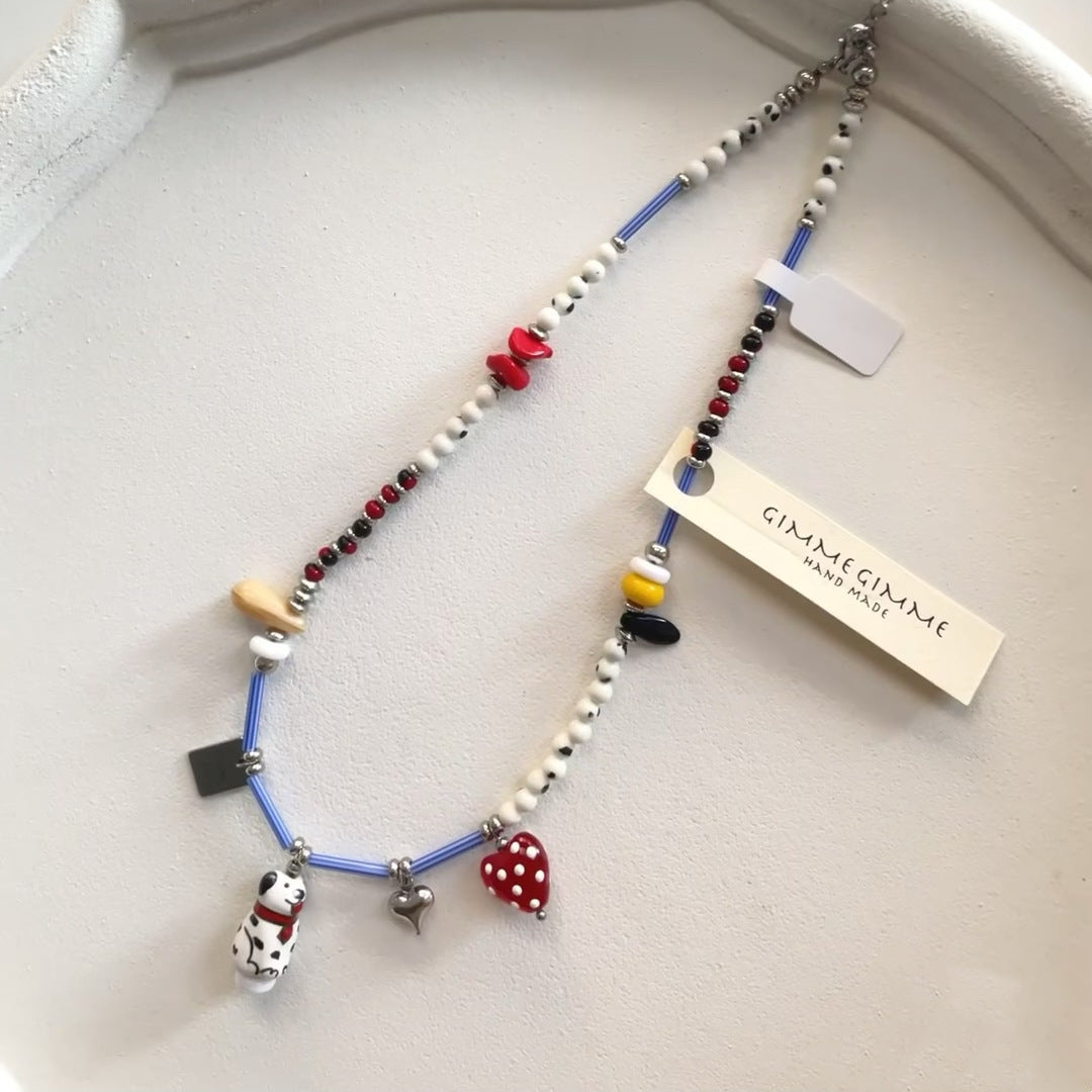 Wine Red Vintage Flower Crystal Clavicle Necklaces