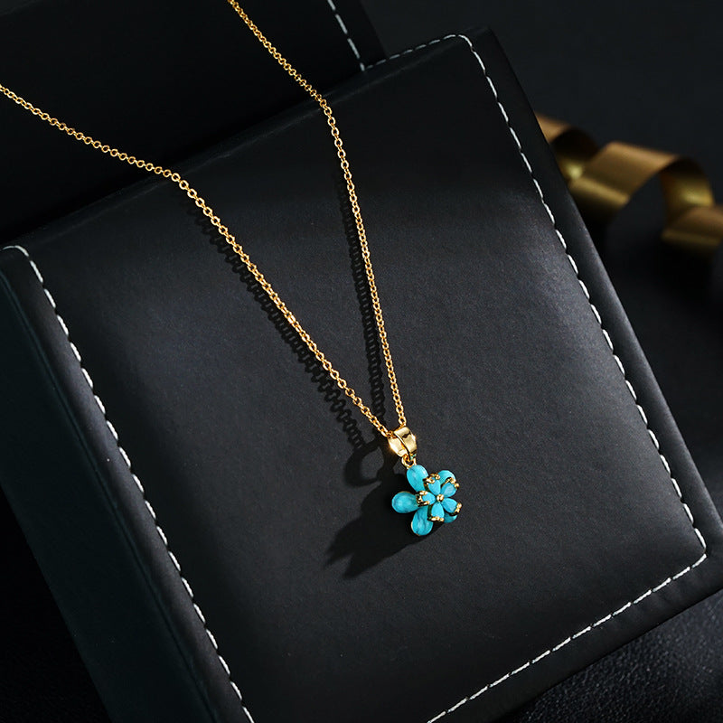 Live Studio Blue Fresh Summer Ice Flower Necklace