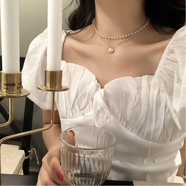 Short Clavicle Chain Simple Pearl Female Niche Design Necklaces