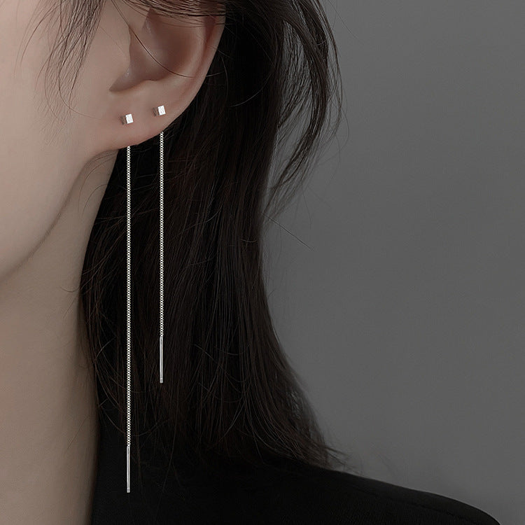 Women's Small Square Tassel Thread Light Luxury High-grade Korean Style Minority Rings