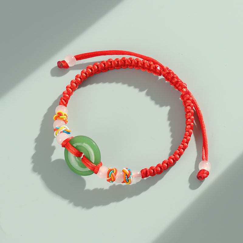 Women's & Men's Jade Peace Buckle Hand-woven Couple Stall Hand Bracelets