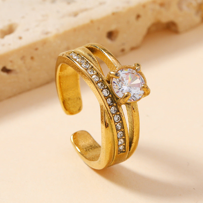 Gem Light Luxury High-grade Vintage Stainless Rings