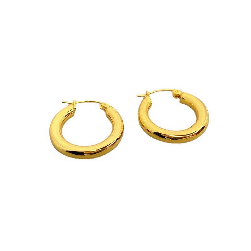 Shaped Fashion Metallic Brass Vacuum Plating Real Gold Earrings