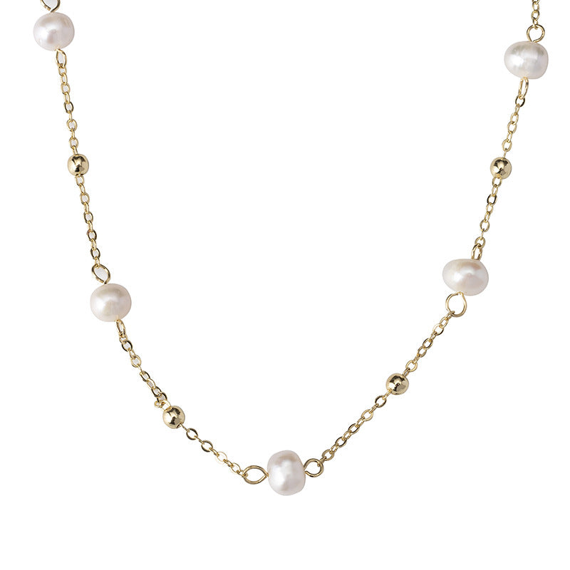 Pearl Gold Electroplated Clavicle Chain Simple Necklaces