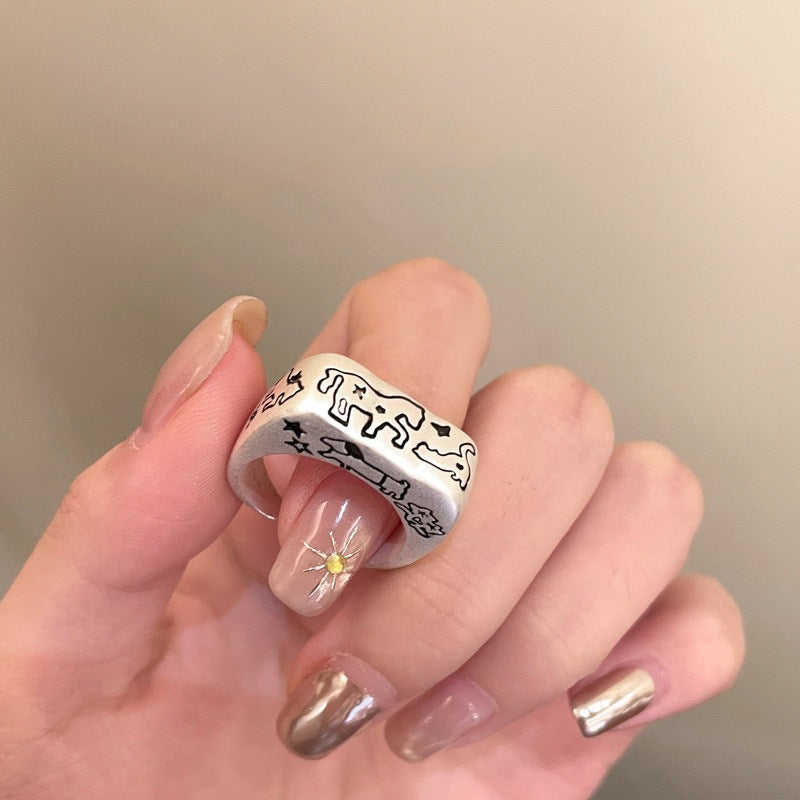 Korean Iti Pony Female Irregular Fashion Graceful Rings