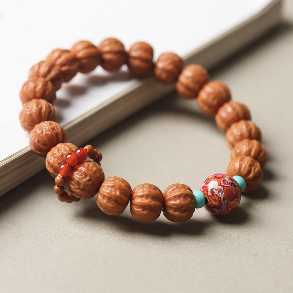 Monkey Head Walnut Glossy Love Fart Peach Single Bracelets