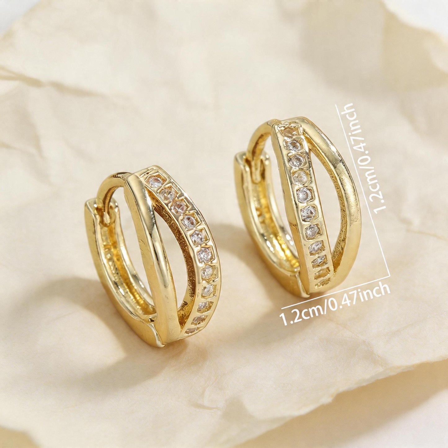 Affordable Luxury Fashion Double-line Cross Full Diamond Clip High-grade Zircon Ear Buckle