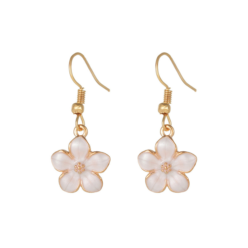 Women's For Glaze Flowers Heart Sneaky Design Stud Earrings