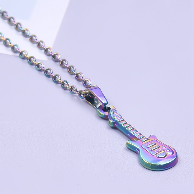 Steel Bass Guitar Personality Simple Female Pendants