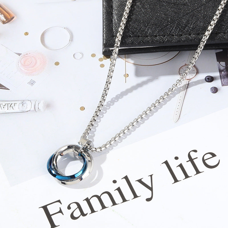 Women's & Men's Hop Titanium Steel Sweater Chain Three Niche Stainless Necklace