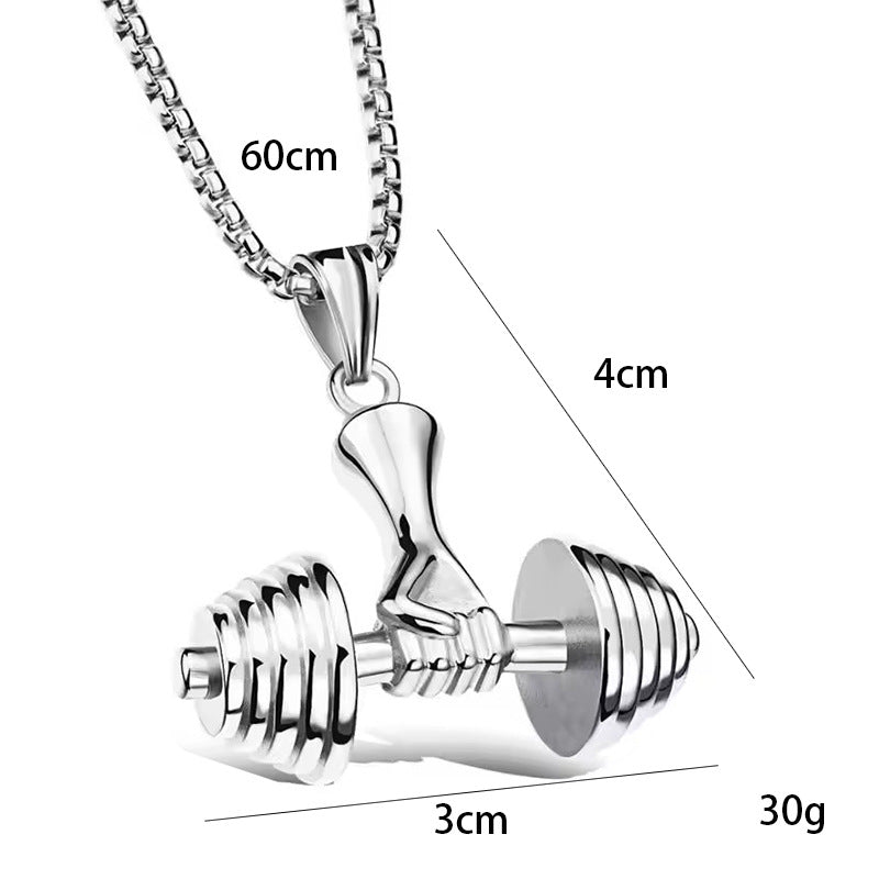 Men's Jewelry Dumbbell Barbell Fitness Titanium Steel Necklaces