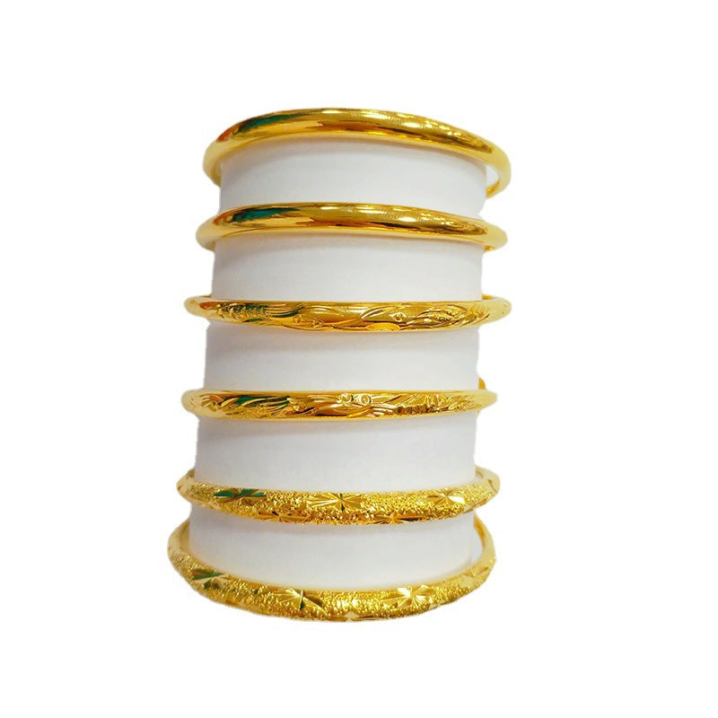 Children's Boutique Alluvial Gold Push-pull Opening Adjustable Glossy Simple Round Bracelet
