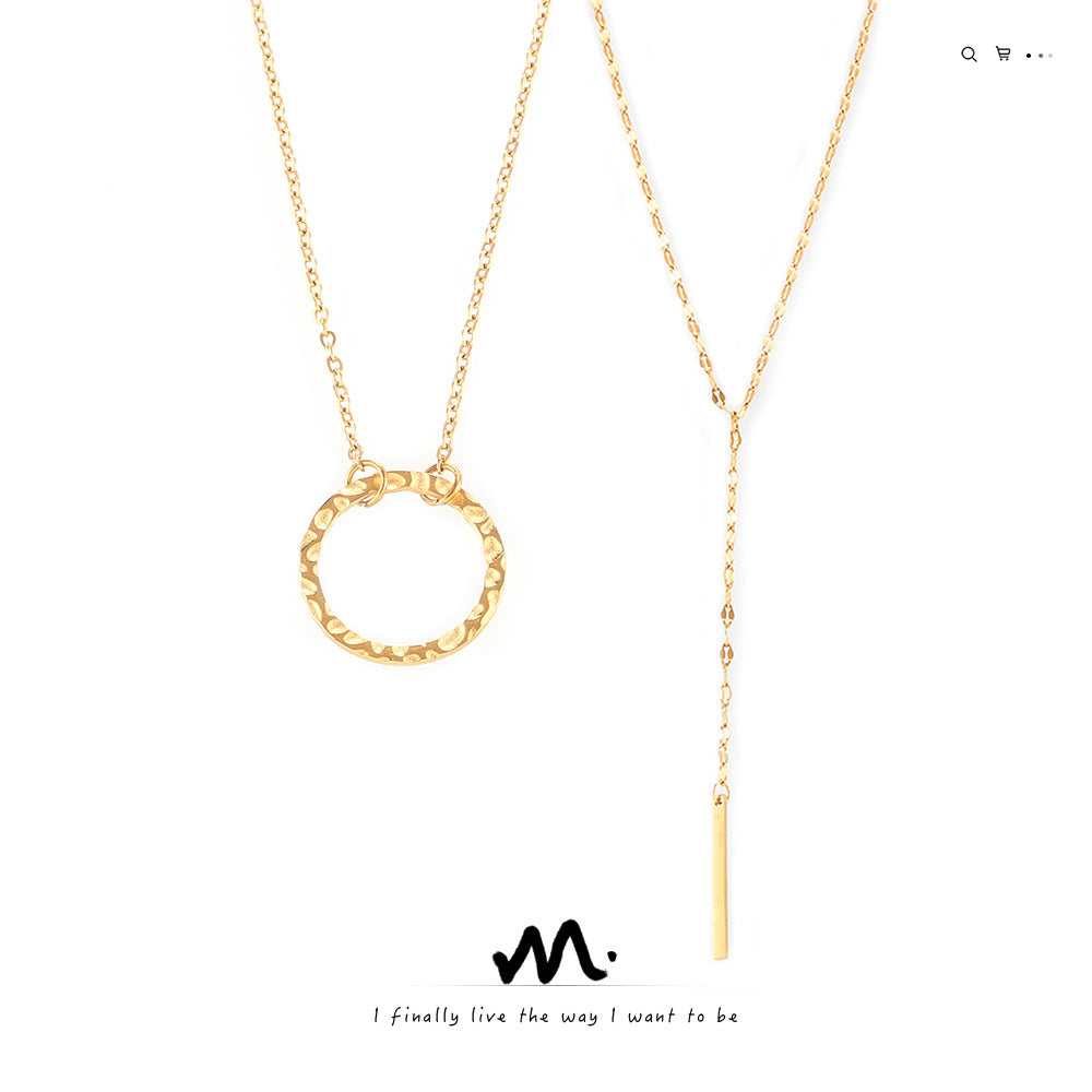 Style Simple Geometric Elements Y-shaped Tassel Stackable Wear Cold Titanium Necklace