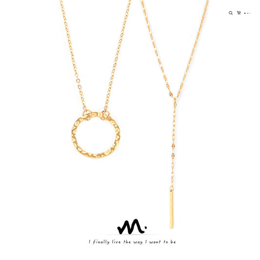 Style Simple Geometric Elements Y-shaped Tassel Stackable Wear Cold Titanium Necklace