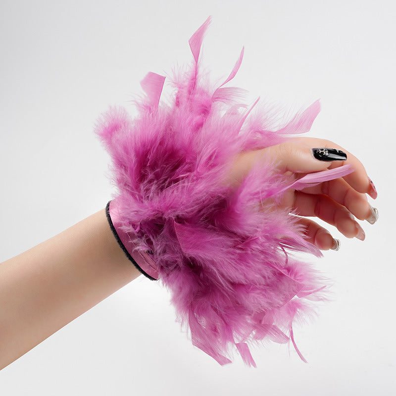 Turkey Feather Colorful Pop Hair Band Bracelet