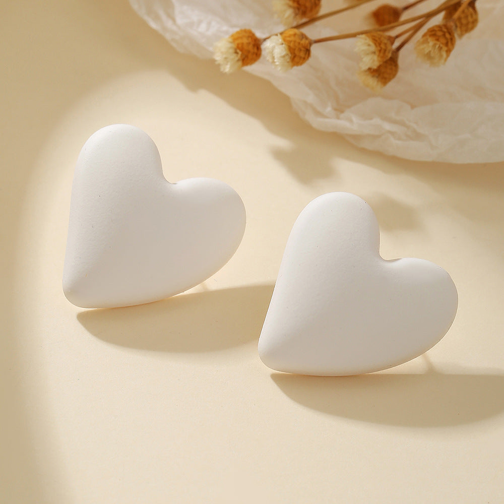 Women's Color Crooked Love Heart Casual Sweet Earrings