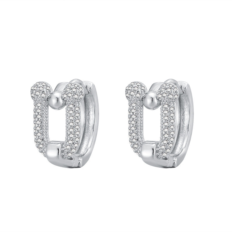 Zircon Vachette Clasp Shaped Single High-grade Light Ear Buckle