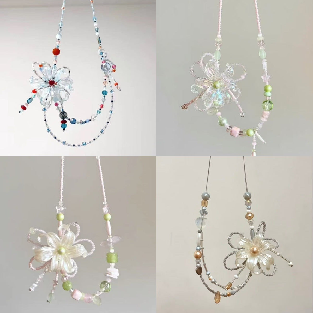 Women's Style Fresh Lily Beaded Creative Unique Design Versatile Clavicle Chain Necklace