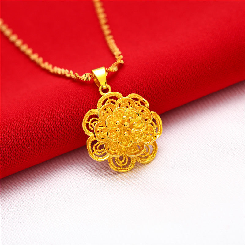 Women's Box Chain Packaging Flower Water Ripple Necklaces