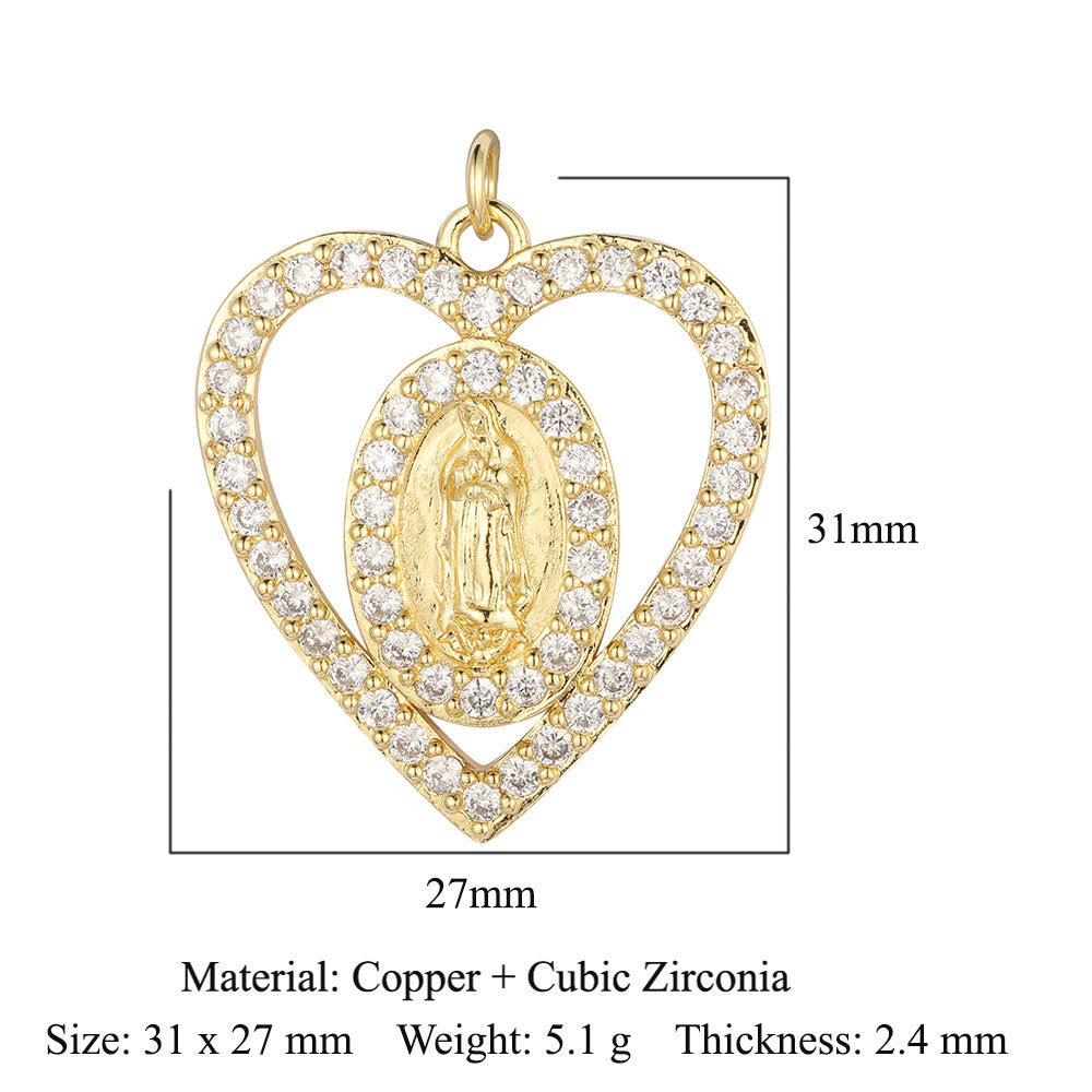 Copper Zircon Ornament Accessories Cross Love Pendants