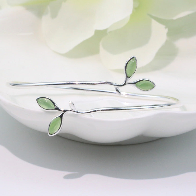 Fresh Handmade Leaf Green Opal Fashion Bracelet