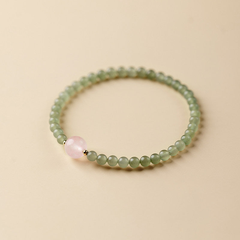 Women's Crystal For Attracting Male Pink Chinese Chalcedony Lucky Bracelet