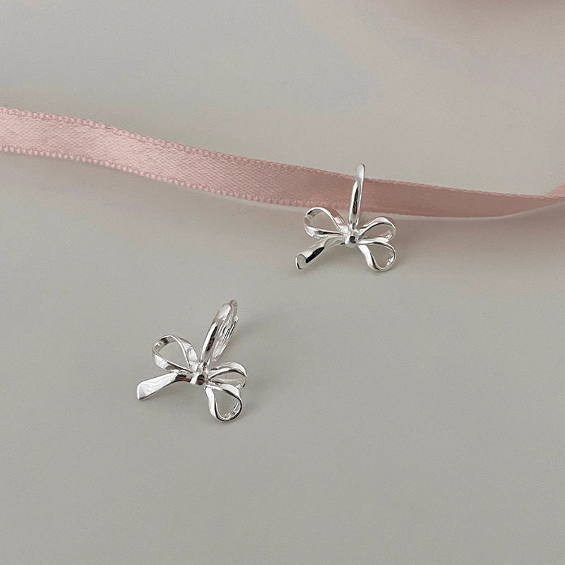 Women's Bow Clip Light Luxury Minority Metal Earrings