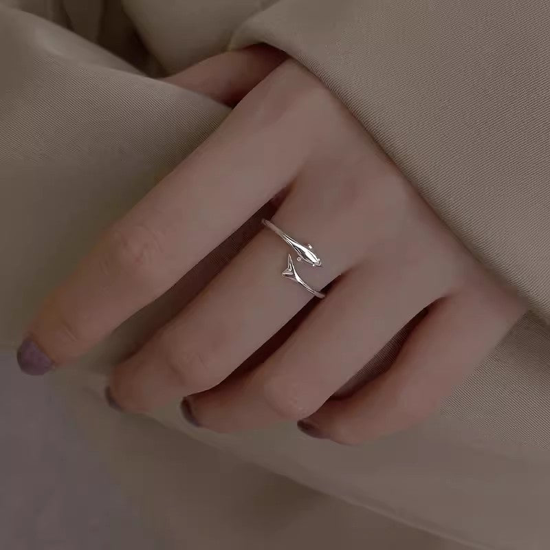 Women's Dolphin Tail Light Luxury Cold Style Design Simple Open-end Rings