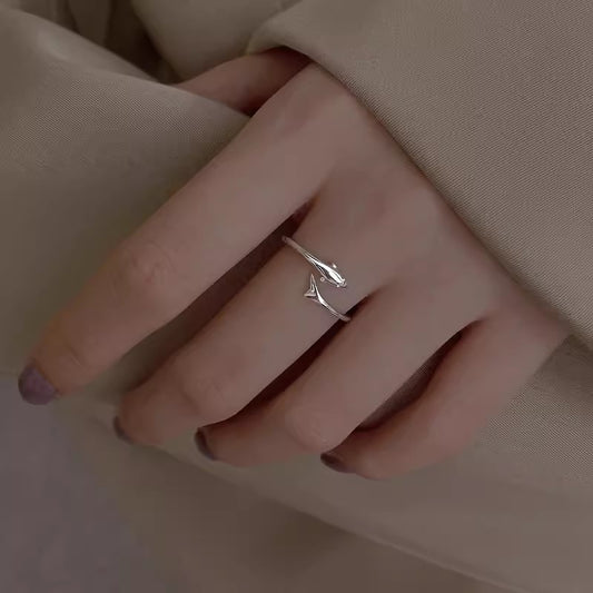 Women's Dolphin Tail Light Luxury Cold Style Design Simple Open-end Rings