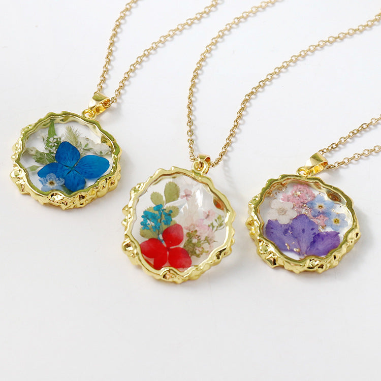 Flower Eternal Real Ornament Transparent Resin Pendants