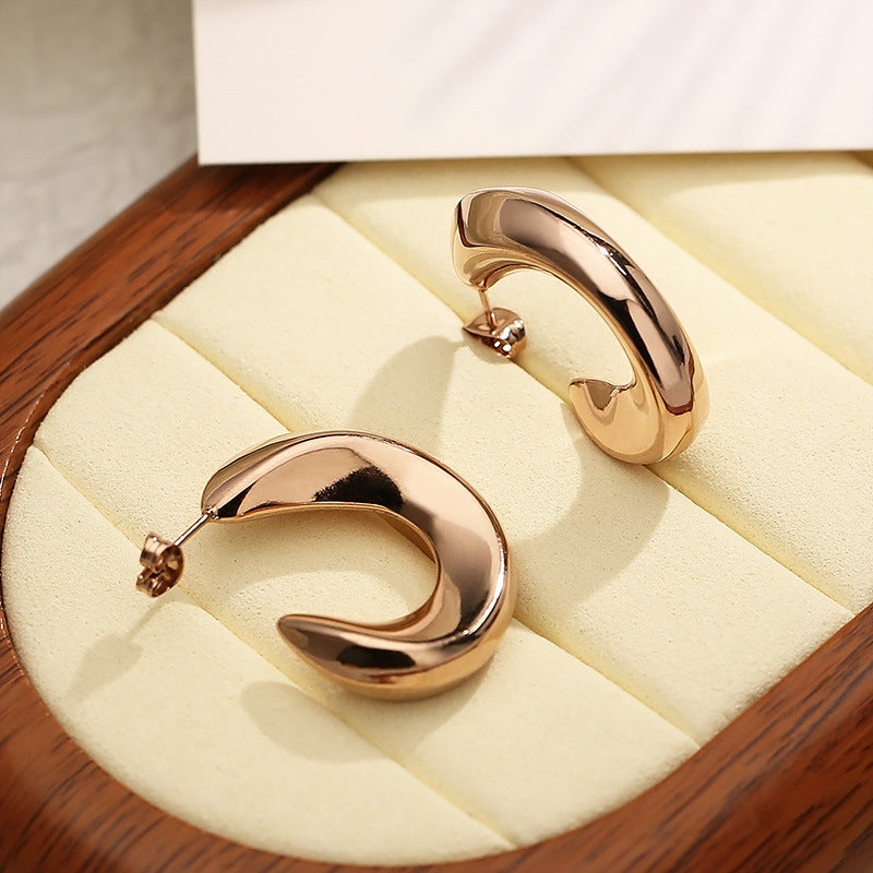 Shaped Glossy Stainless Steel Hollow Vacuum Electroplated Earrings