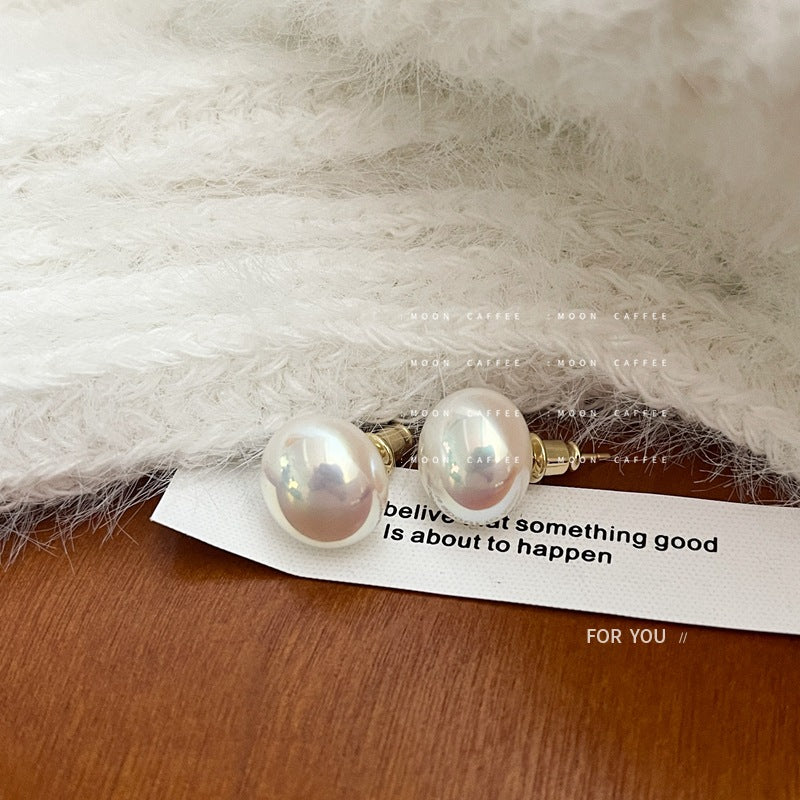 Women's Steamed Bread Mabe Pearl For French Style Earrings