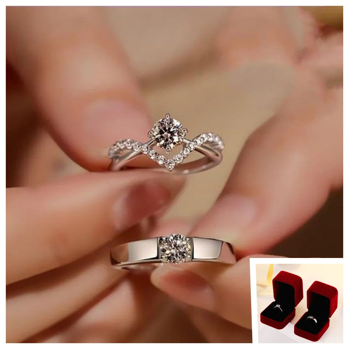 Couple Wedding Simulation Diamond Open Mouth Proposal Fake Female Male Ring
