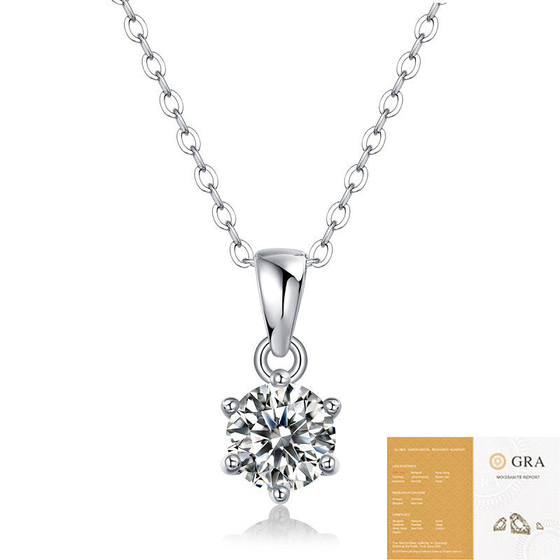 Sier Karat Moissanite Cool Wind Dancing Clavicle Necklace