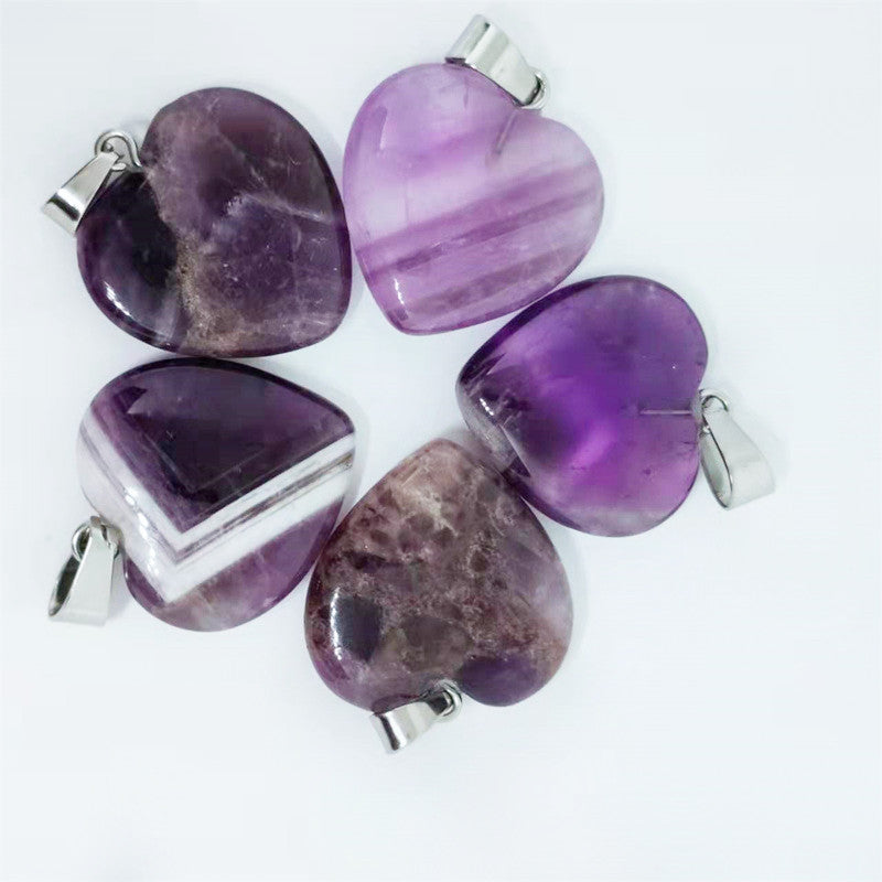 Stone Love Crystal Agate Heart Peach Pendants