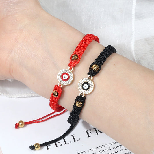 Women's & Men's Red Rope Safety Lock Devil's Eye Diamond Woven Hand Bracelet